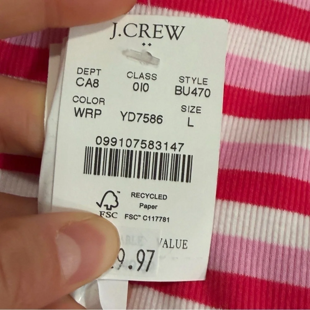 J crew Striped ribbed-knit mockneck top